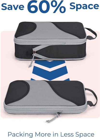 BAGSMART Compression Packing Cubes - 6 Set Travel Packing Cubes for Suitcases, Compression Suitcase Organizers with Shoe Bag