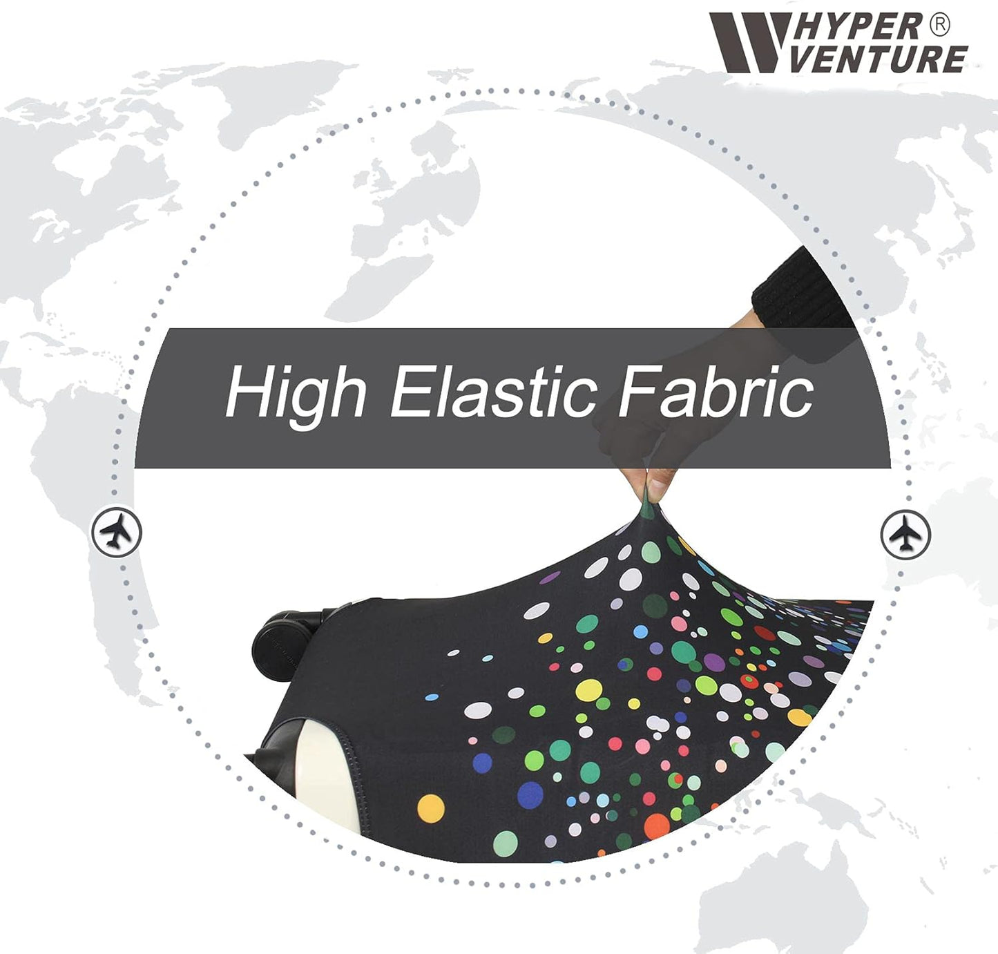 HYPER VENTURE Washable Luggage Cover - Fashion Suitcase Protector Fits 23-26 Inch Luggage (Color Dots, M)