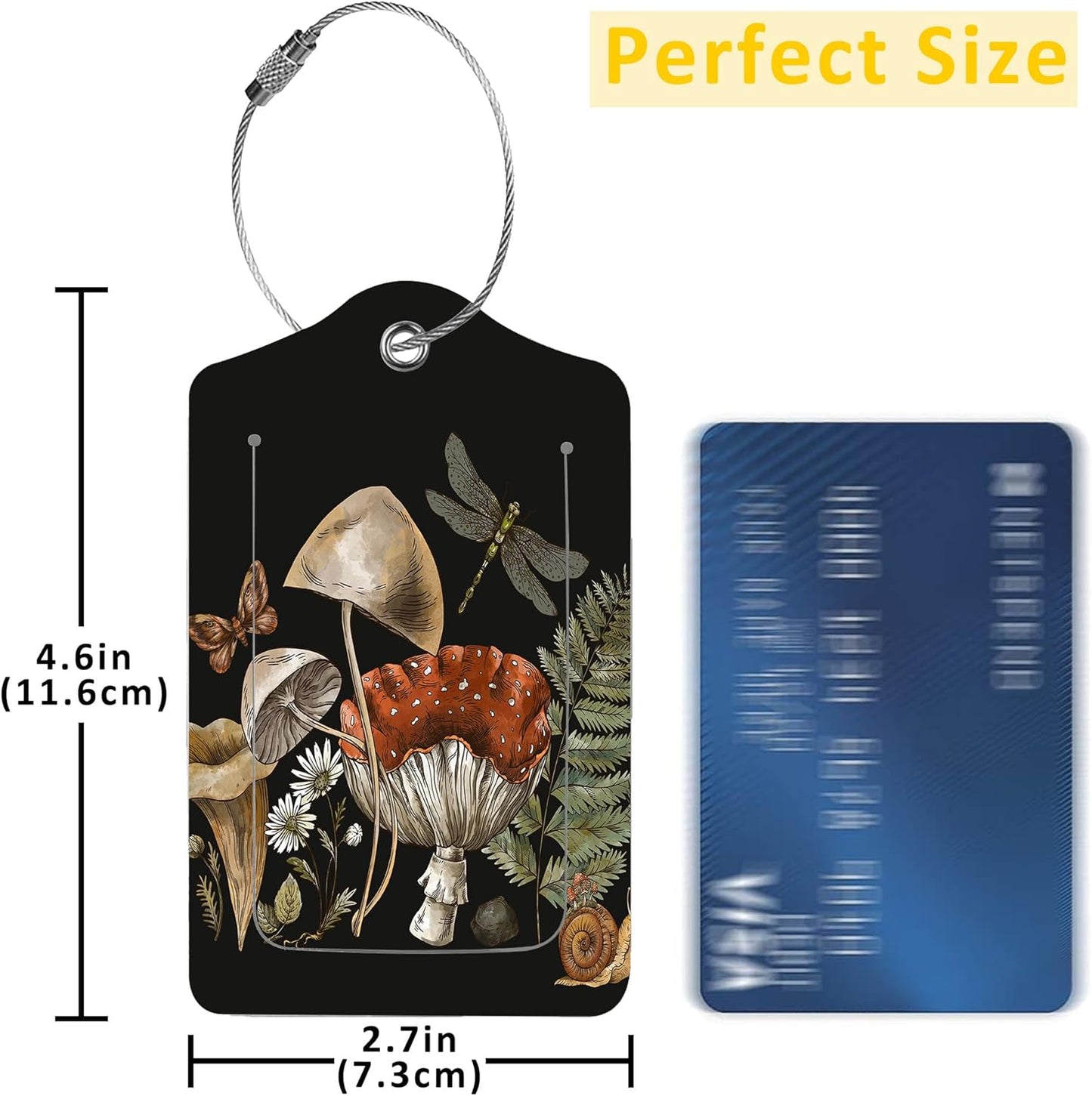 2 Pack Luggage Tag for Suitcase,Vintage Forest Plants PU Leather Suitcase Tags Identifiers with Privacy Name Address Labels and Durable Steel Loop for Women Men Travel