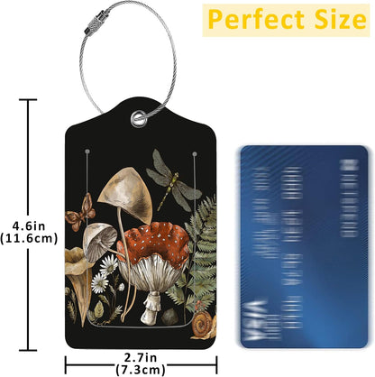 2 Pack Luggage Tag for Suitcase,Vintage Forest Plants PU Leather Suitcase Tags Identifiers with Privacy Name Address Labels and Durable Steel Loop for Women Men Travel