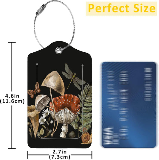 2 Pack Luggage Tag for Suitcase,Vintage Forest Plants PU Leather Suitcase Tags Identifiers with Privacy Name Address Labels and Durable Steel Loop for Women Men Travel