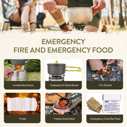 72-Hour Survival Kit | Emergency Bug Out Bag with First Aid, Water Filter, Food, Tools | 45L Tactical Backpack for Camping, Hiking, Outdoor Emergency Preparedness