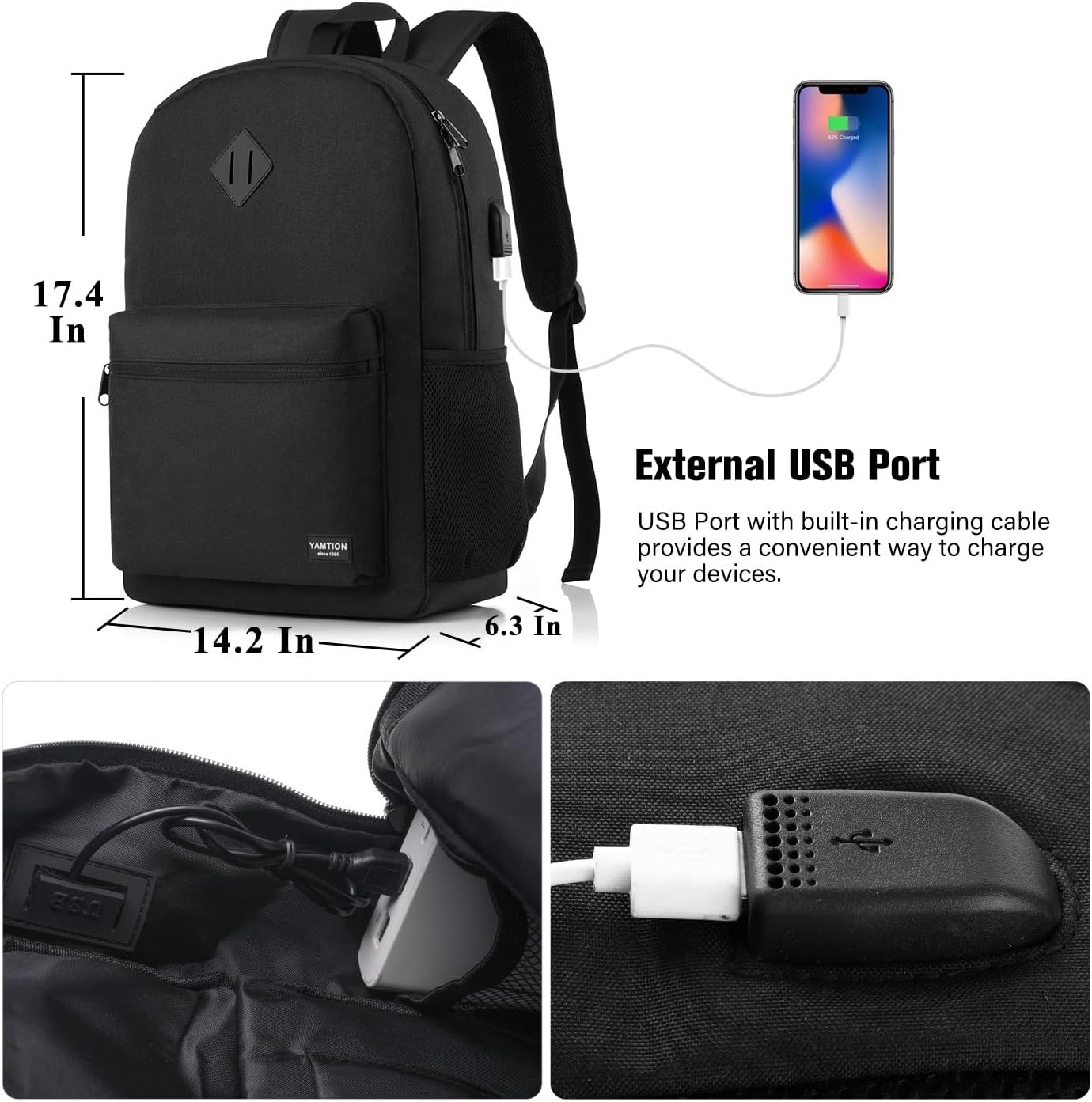 School Backpack 3PCS Sets for Teens Lightweight Bookbag with Lunch Bag Pencil Case for Middle School High School College