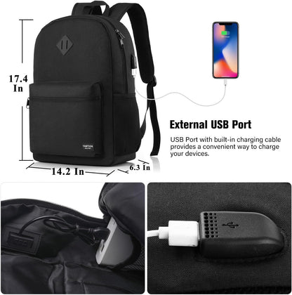 School Backpack 3PCS Sets for Teens Lightweight Bookbag with Lunch Bag Pencil Case for Middle School High School College