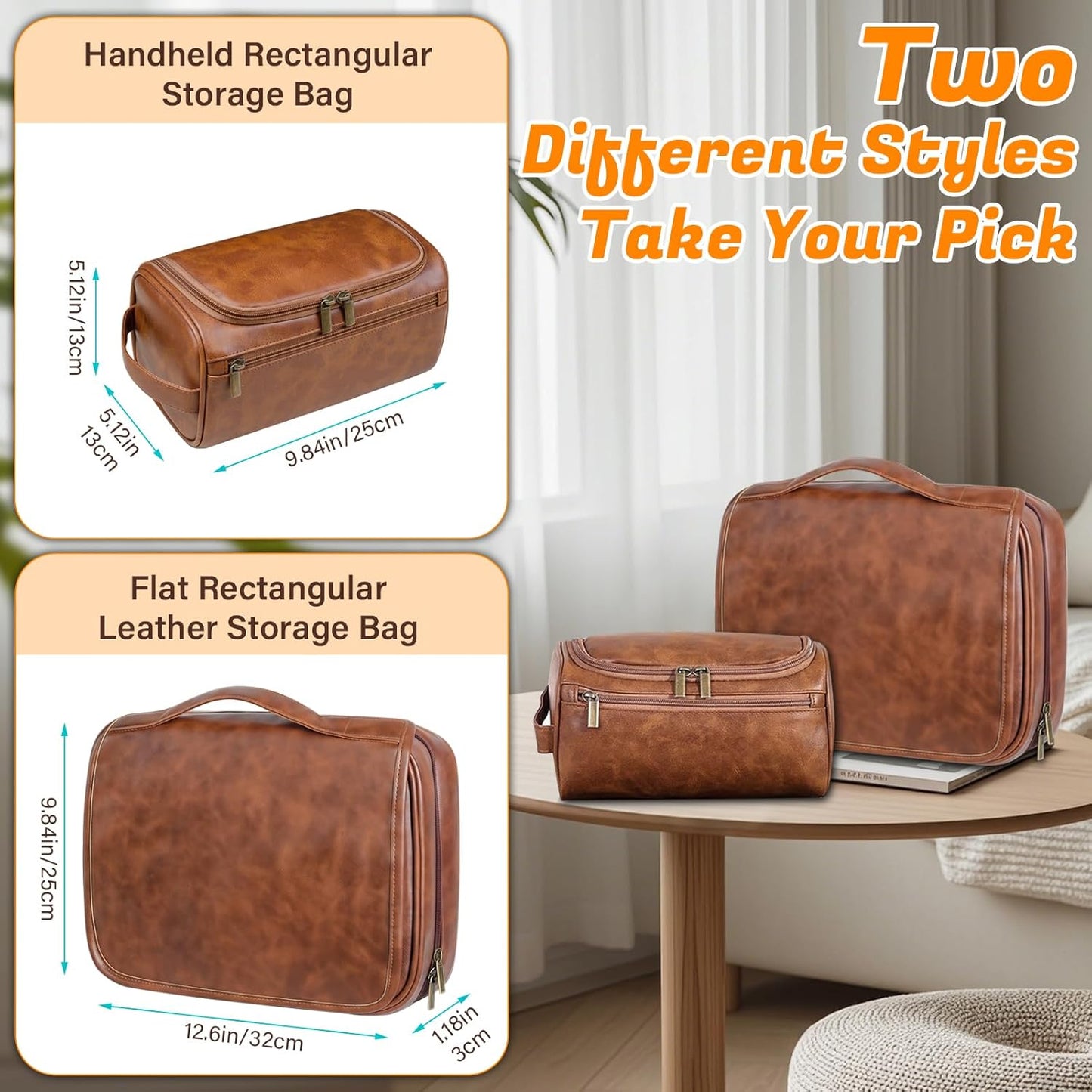 3-in-1 unisex PU toiletry bag: laser engraving & detachable waterproof section. Great personalized gifts (groomsmen, Father's Day, birthdays) — ideal for travel, gym, camping.