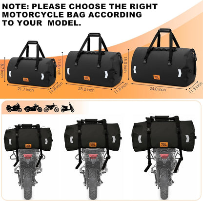 Waterproof Duffel Bag, 30L Roll-top Motorcycle Dry Bag with Air Valve & Quick-fixed Straps, Travel Duffle Bags for Kayaking Paddle Boarding Rafting Boating Camping Riding Fishing - Black