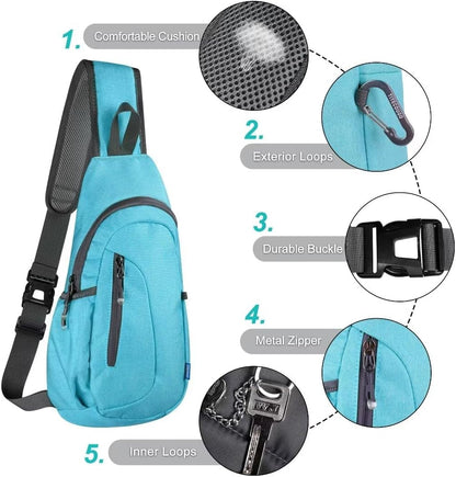 TITECOUGO Small Sling Bag, Lightweight Crossbody Backpack for Men Women, Shoulder Bag for Sports and Outdoor