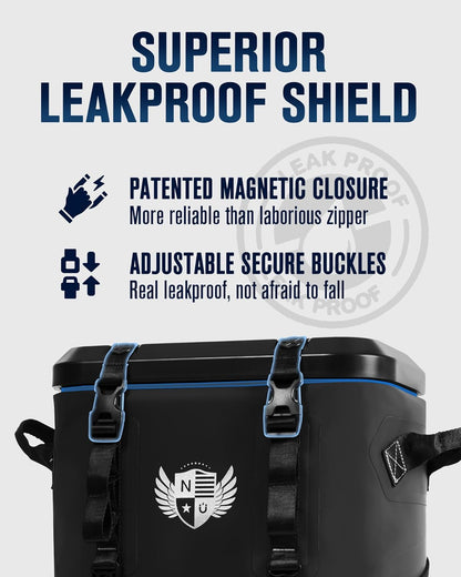 Magnetic Soft Cooler, Zipperless Soft Sided Cooler Bag for Men & Women, Insulated Backpack Coolers for Tailgating, Beach, Lunch, Picnic, Kayak