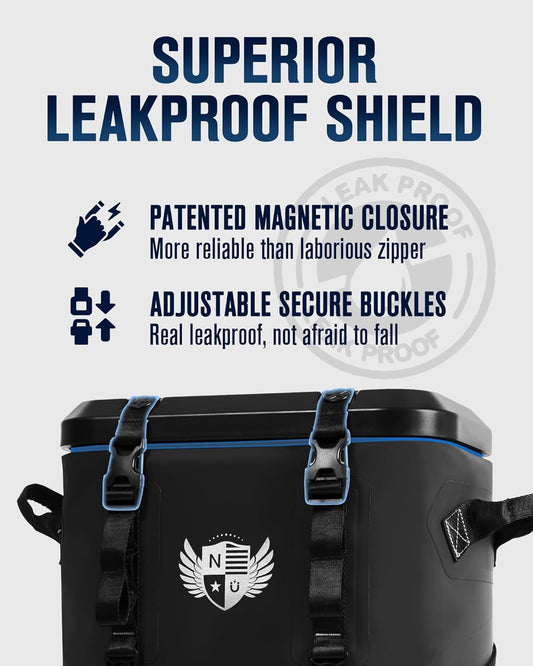 Magnetic Soft Cooler, Zipperless Soft Sided Cooler Bag for Men & Women, Insulated Backpack Coolers for Tailgating, Beach, Lunch, Picnic, Kayak