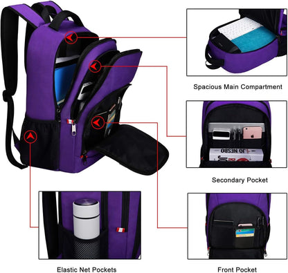 Travel Laptop Backpack, Anti Theft Backpack for Men and Women with USB Slit Business Computer Backpack Bag (Purple, 15.6 Inch)