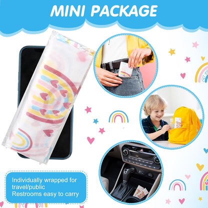 50 Packs Disposable Toilet Seat Covers Extra Large Individually Wrapped for Kids and Adults, Portable Non Slip Waterproof Potty Seat Covers for Toddlers Potty Training, Travel (Rainbow)