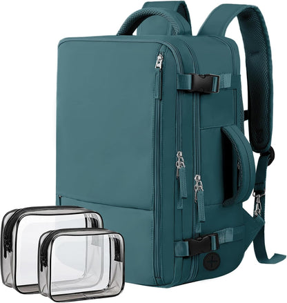 Hanples Women's Large 17.3 Inch Laptop Backpack, Peacock Blue, Waterproof, Suitable for Air Travel