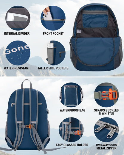 Gonex 30L Ultra Lightweight Packable Backpack, Handy Foldable Daypack for Camping Outdoor Travel Cycling Backpacking