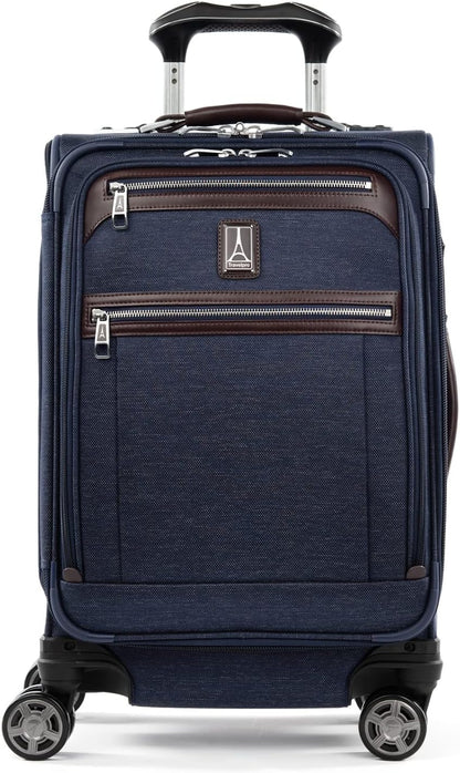 Travelpro Platinum Elite Softside Expandable Carry on Luggage, 8 Wheel Spinner Suitcase, USB Port, Laptop and Tablet Sleeves, Men and Women, True Navy Blue, Carry On 20-Inch