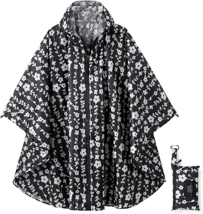Rain Poncho Jacket Coat Hooded Zipper Style for Women/Men/Adult with Pocket