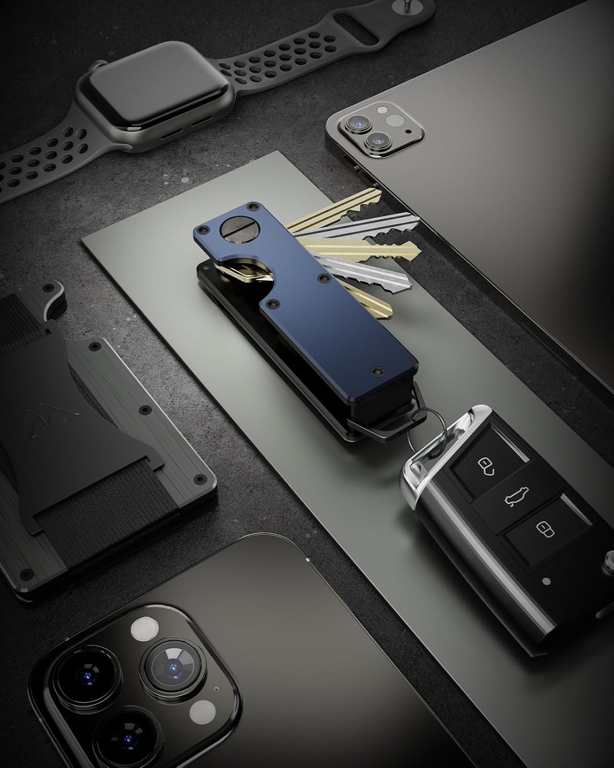 Key Organizer Compact Key Holder Metal Key Chain Minimalist key case key holder for keychain Secures 1-5 Keys