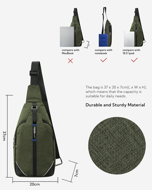 WATERFLY Small Crossbody Sling Backpack Anti Theft Backpack for Traveling Chest Shoulder Bag