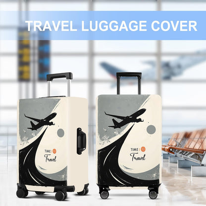 Suitcase Cover with Time to Travel Design, Luggage Protector, Fit for 24-26Inch Luggage Durable Travel Bag Cover with Zipper Closure