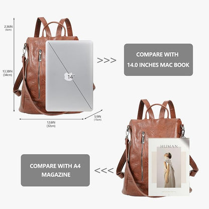 Women Backpack Purse PU Leather Anti-theft Casual Shoulder Bag Fashion Ladies - Image 4