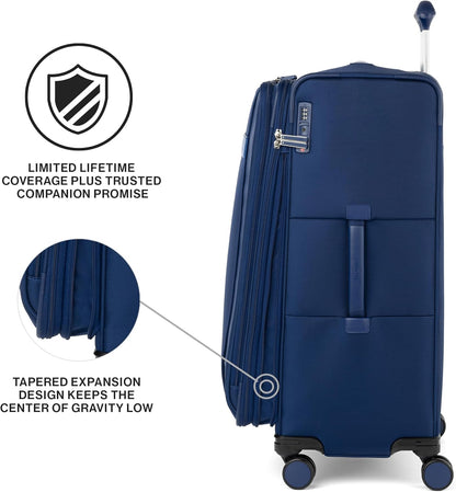 Travelpro VersaPack+ Lightweight Softside Expandable Checked Luggage, 8 Spinner Suitcase, TSA Lock, Men and Women, Checked Large 29-Inch, Estate Blue