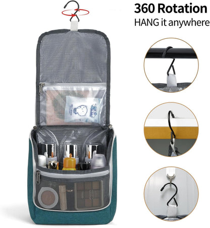 Della Gao Hanging Toiletry Bag for Women, Travel Toiletry Bags Makeup Organizer, Water-resistant Cosmetic Bag for Essentials Accessories (Dark Green)