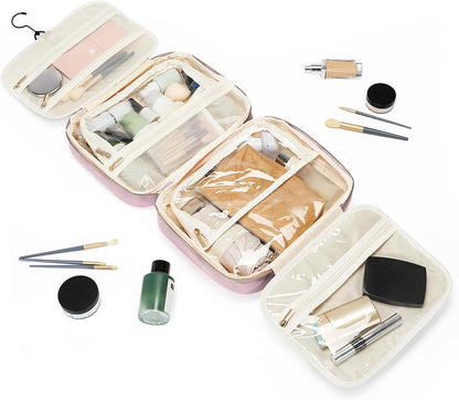 Travel Toiletry Makeup Bag for Women Hanging Toiletry Bag Cosmetic Organizer Make up Bags for Women Travel Essentials (Pinkish Purple)