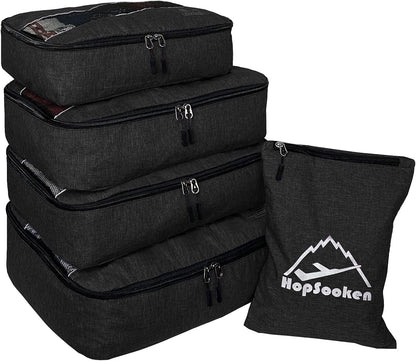 5 Set Packing Cubes for Travel Large Suitcase Luggage Organizer Bags Travel Accessories Vacation 4 Cubes 1 Laundry Pouch Bag