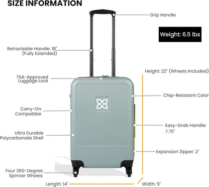 Sherpani Meridian, 22 Inch Carry On Luggage Airline Approved, Rolling Hardside Suitcase 22x14x9, Travel Luggage for Women, Expandable Suitcase, Travel Gift (St. Lucia)