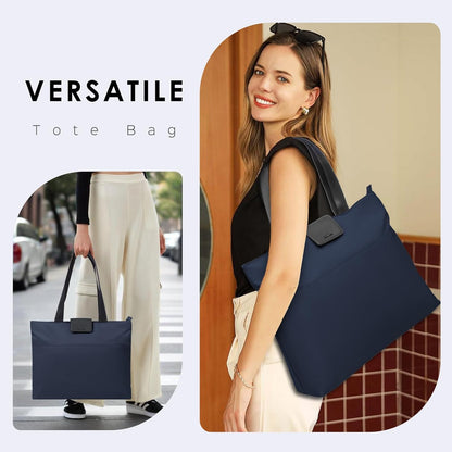 SIMTOP Tote Bag for Women with Magnetic Pocket Water Resistant Polyester 16.2" Laptop Compartment for Travel, Office, Daily