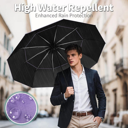 Seniny Windproof Travel Umbrella, Double Vented Canopy Large Umbrellas for Rain, Automatic Compact Umbrella for Car Backpack, Portable Pocket UV Umbrellas for Sun Protection Walking, Lightweight