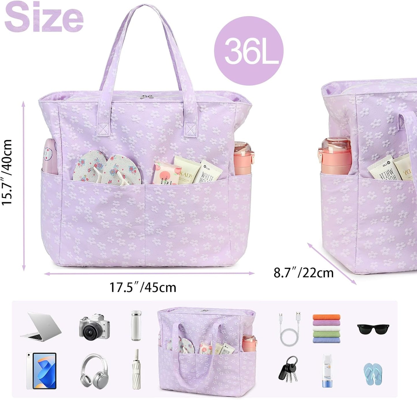 Waterproof Beach Tote Pool Bags for Women Ladies Extra Large Gym Tote Carry On Bag With Wet Compartment for Weekender Travel
