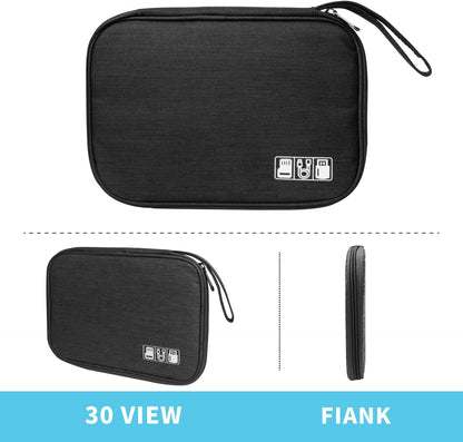 Electronics Organizer Travel Case,Electronic Accessories Storage Bag,Portable Waterproof Cable Organizer Bag,Travel Cord Organizer Bag for Small Charging Cord Storage,Cables,SD Card (Black)