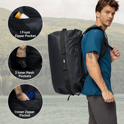 MIER Large Waterproof Duffel Bag Rolltop Dry Backpack Duffle Bags for Kayaking, Rafting, Boating, Swimming, Camping, Travel, Gym, Beach, 60L/80L