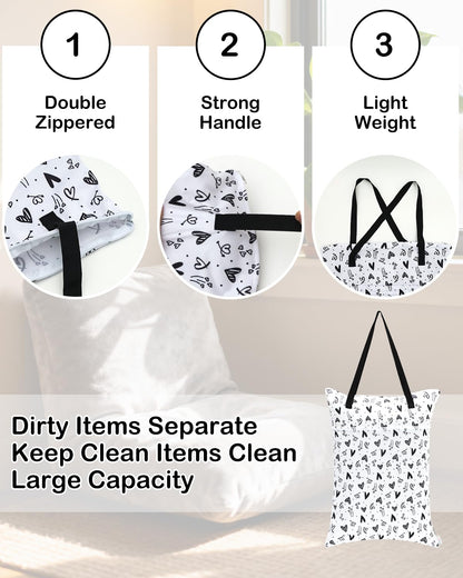 ALVABABY 2 Pack Large Wet Dry Bag Waterproof Hanging Cloth Diaper with Double Zippered Pockets 25x18 inches 2HL04