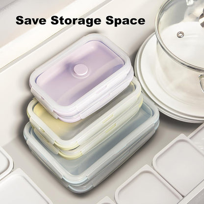 Large Collapsible Food Containers with Lids for Camping & Travel | Leak-Proof Silicone Storage Bowls,2000ml/1200ml/800ml, Dishwasher, Microwave Freezer Safe - Set of 3