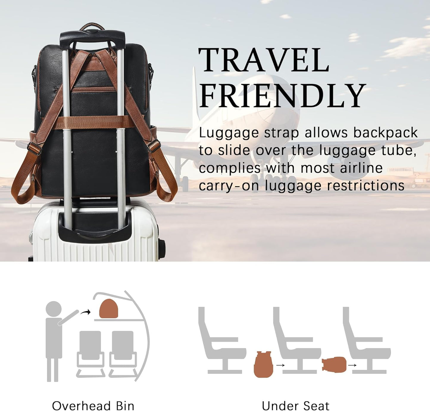 Shrrie Vegan Leather Laptop Backpack for Women 15.6 inch Work Backpack Fashion Travel Backpack Purse for Business College