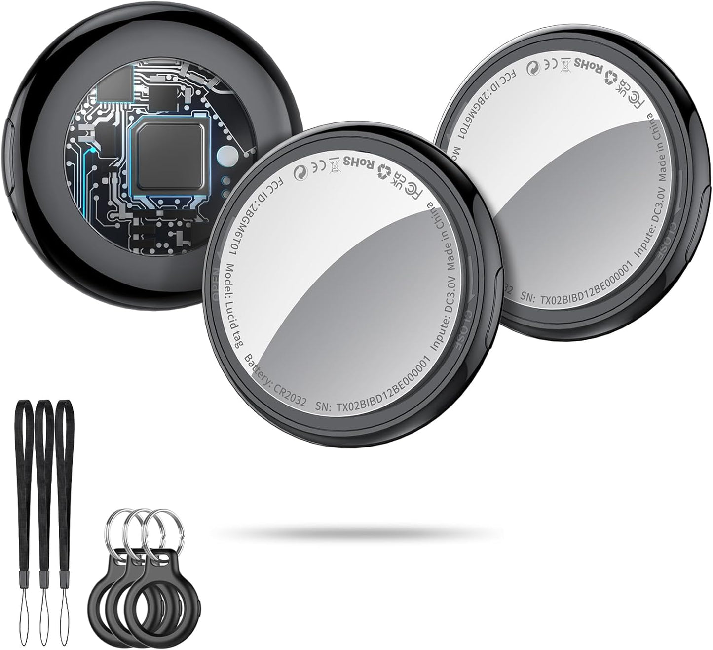 2025 New [Apple MFi Certified] (iOS Only) Air Tracker Tags-3 Pack, Bluetooth Tracker for Apple Find My, Replaceable Battery, Key Finder and Item Locator Smart Tag for Keys, Bags, Luggage, Pets, Black