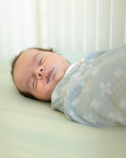 Crane Baby Fitted Sheet, Soft Cotton Fitted Sheet for Cribs and Nurseries, Evergreen, 28”w x 52”h x 9”d