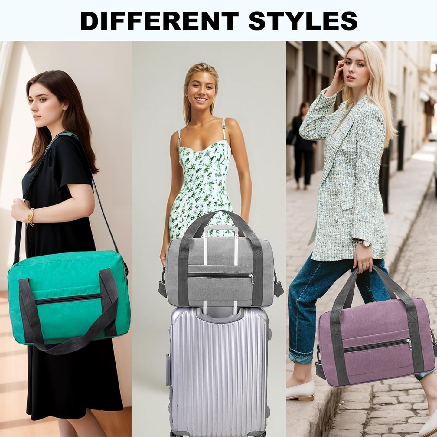 For Spirit Airlines Personal Item Bag 18x14x8 in Underseat Carry-on Luggage foldable Travel Duffle Bag for Airplanes(30L, Purple)