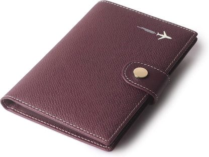 Genuine Leather Passport Case, RFID Passport Cover with Credit Card Holder for Women and Men Family ID Travel