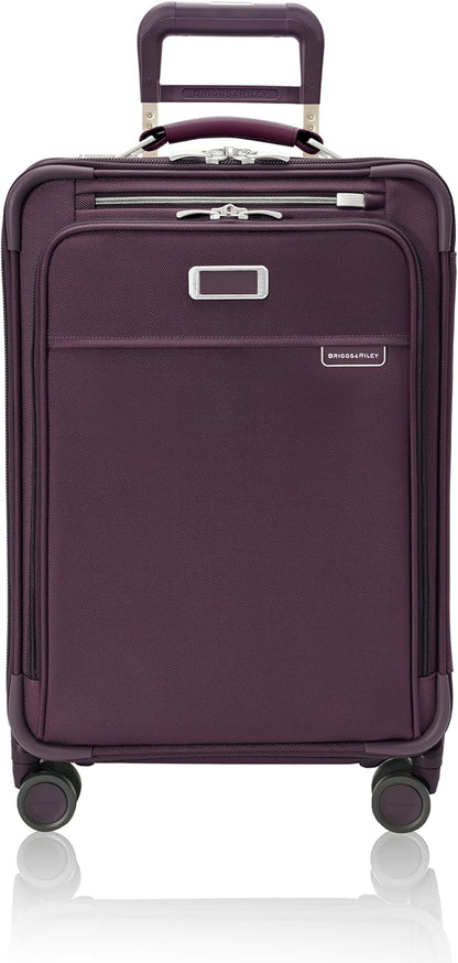 Briggs & Riley Essential 22" Carry On Expandable Spinner - Luggage for Travel, Suitcases with Wheels, Softside Rolling Bag for Men & Women, Self-Repairing Zipper - Baseline Collection, Plum