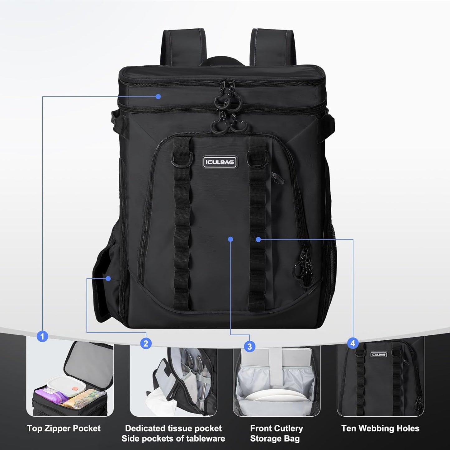 Beach Cooler Backpack for Men 36cans Insulated Backpack Cooler Lunch Bag for Women Camping Hiking Picnic Travel for 18 Hours Cooling 30L