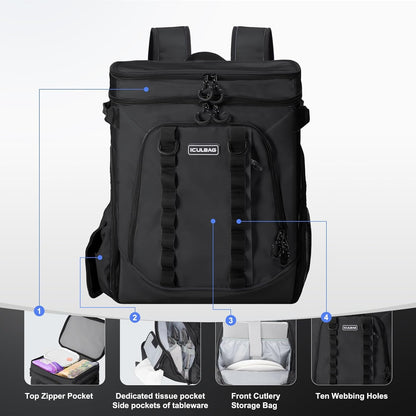 Beach Cooler Backpack for Men 36cans Insulated Backpack Cooler Lunch Bag for Women Camping Hiking Picnic Travel for 18 Hours Cooling 30L