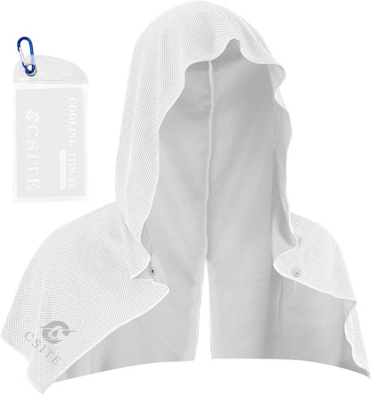 Cooling Hoodie Towels for Neck and Face, UPF 50 Sun Protection & Instant Cooling, Ice Towels for Hot Weather, Soft Breathable Towel for Sport, Work Out, Gym, Camping & More Activities