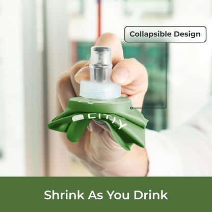 FITLY Soft Flask - Shrink As You Drink Soft Water Bottle for Hydration Pack - Folding Water Bottle Ideal for Running, Hiking, Cycling, Climbing & Rigorous Activity