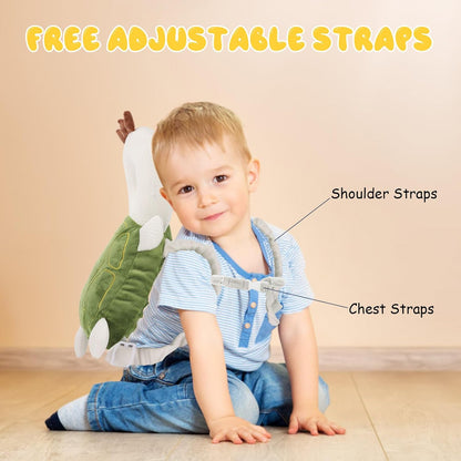 Baby Head Protection Backpack - Soft & Comfortable, Cute Cartoon Design, Turtle