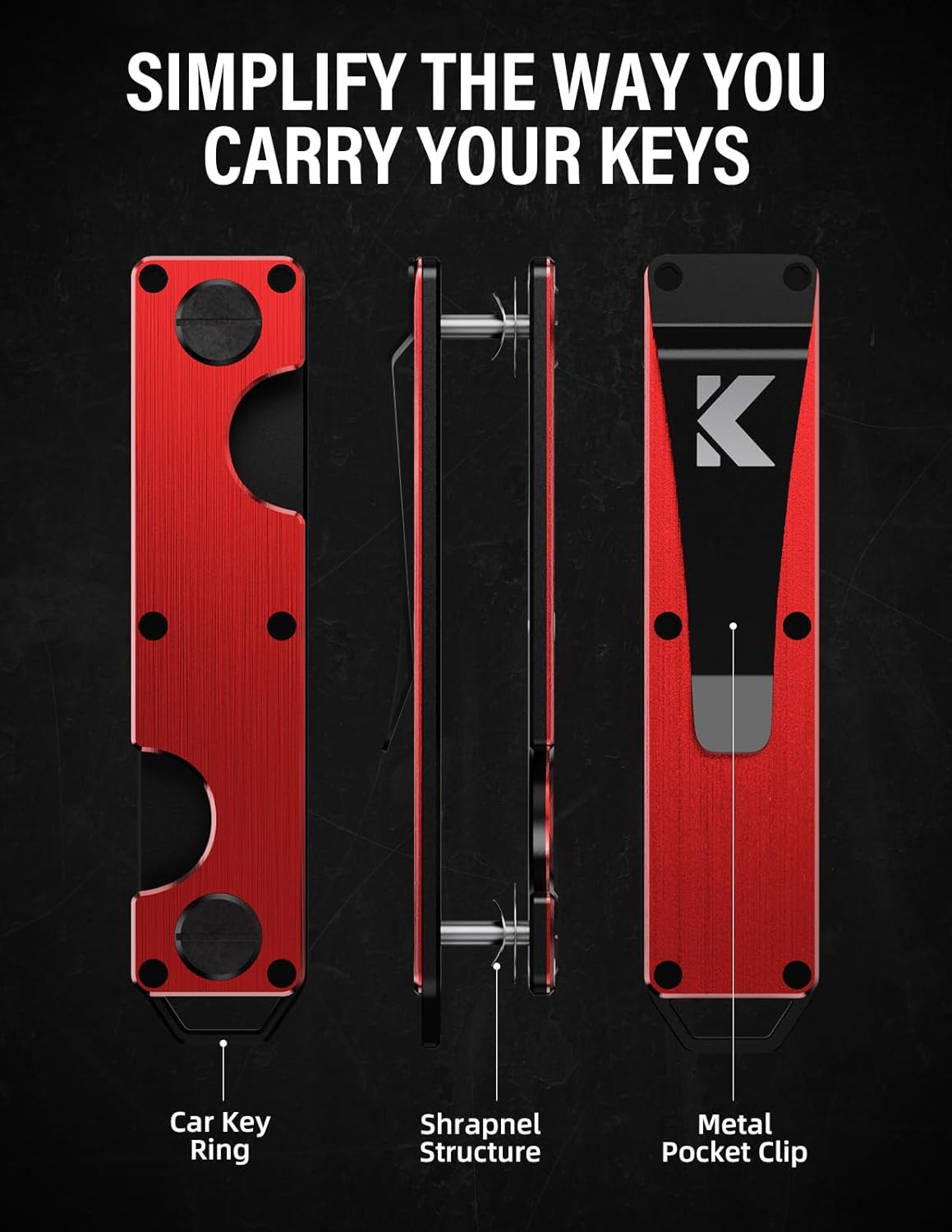 Key Organizer Key Holder Compact Key Case Minimalist Metal Key Chain Key Holder for Keychain Secures 8-10 Keys EDC