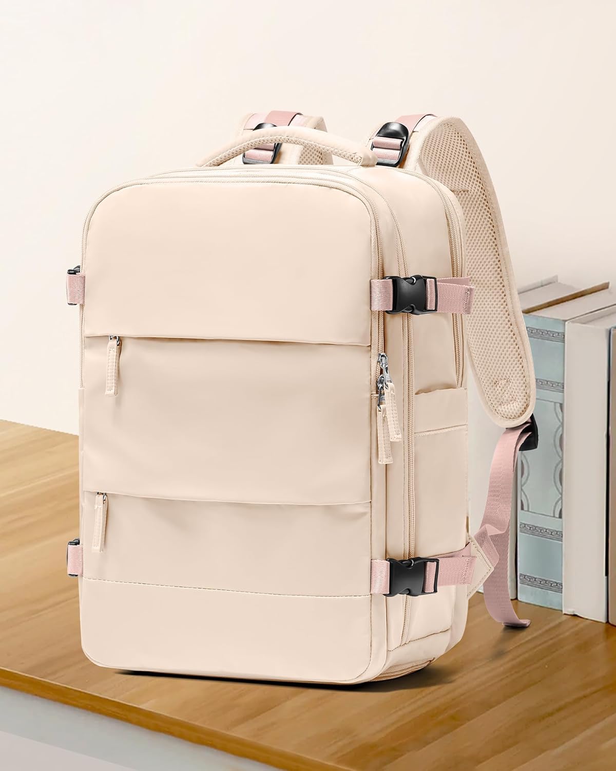 coowoz Travel Backpack For Women Men,Carry On Backpack,Hiking Backpack Waterproof Outdoor Sports Rucksack Casual Daypack Travel Essentials（Beige）