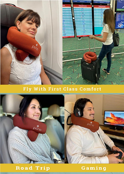 Pono Neck Cradle Travel Pillow: Memory Foam, Ergonomic 360° Adjustable Support, Prevents Neck Pain/Head Nods. Infinity Shape Fits All Adults. Foldable Design for Easy Portability (Ocean Mist)