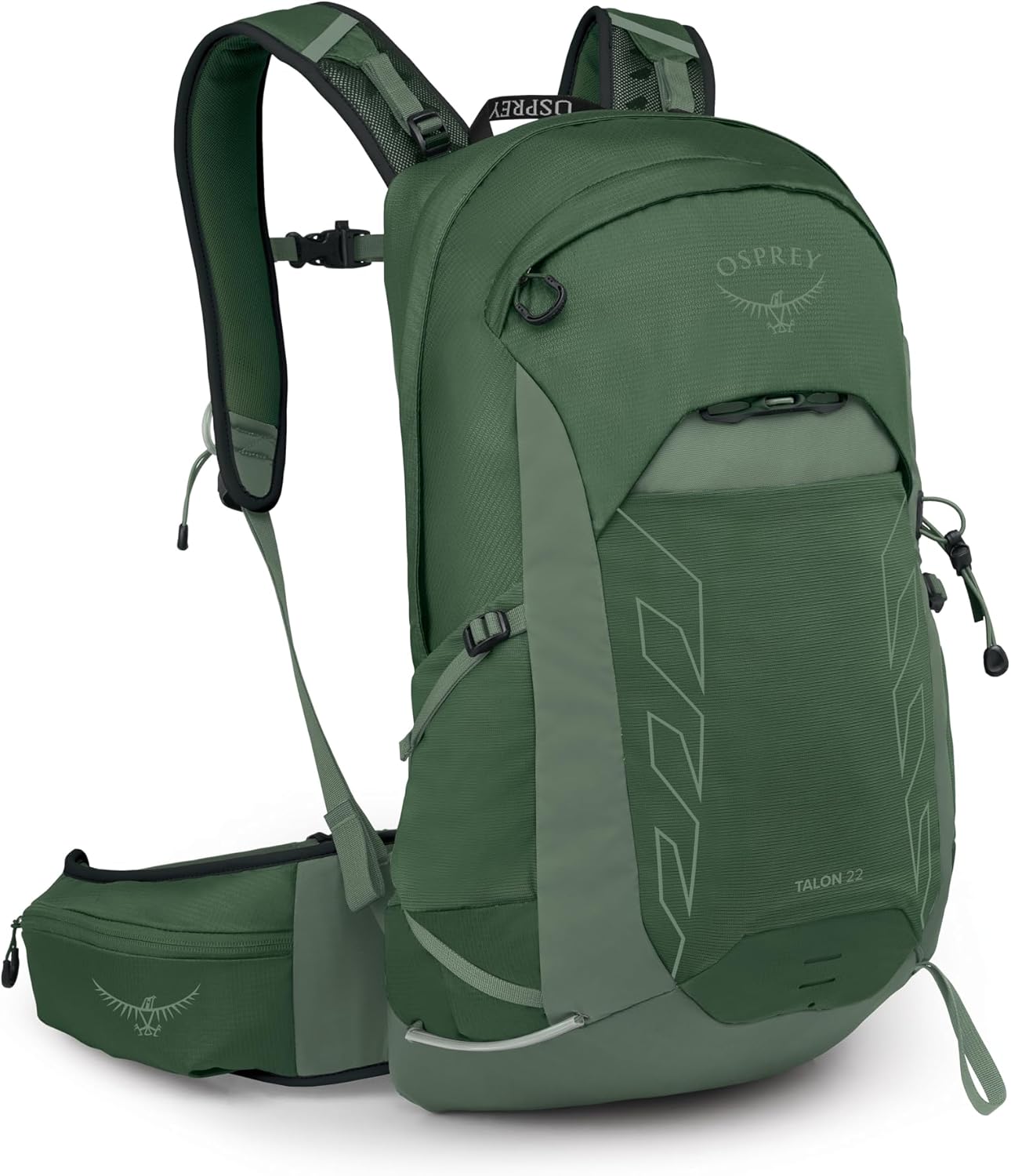 Osprey Talon 22L Men's Lightweight Hiking Backpack with Hipbelt, Green Canopy/Pine Leaf, Extended Fit